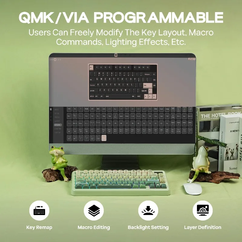 KiiBOOM Phantom81 Lite Keyboard QMK/VIA 75% Hot-Swap Gasket Tri-mode Wireless Mechanical Keyboard ABS Case+UV Tech RGB Backlight