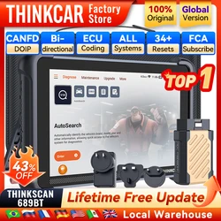 THINKCAR THINKSCAN 689BT Professional Car Diagnostic Tool CANFD DOIP Bi-directional ECU Coding 34 Reset Full System Obd2 Scanner