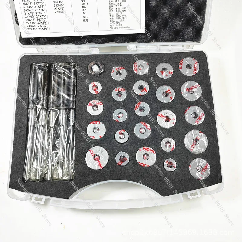Carbide Valve Seat Reamer & Grinding Head Set, Manual Valve Maintenance Tools For Mini Vehicles With Matching Grinding Wheels