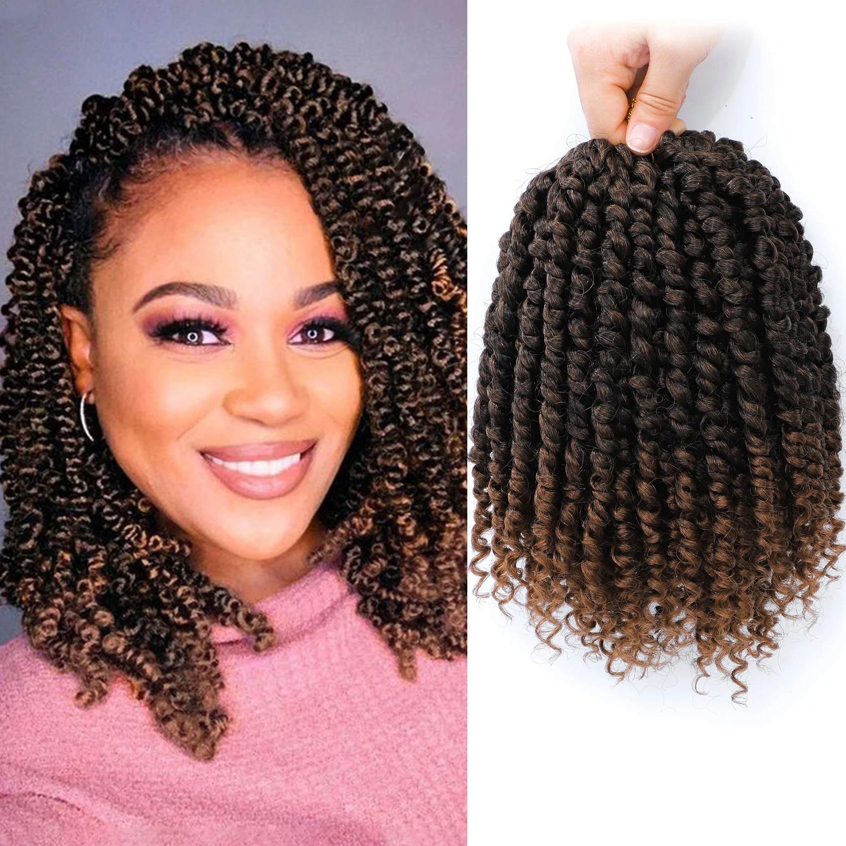 8 Packs Passion Twist synthetic Hair Passion Twist Crochet Hair for Black Women, Prelooped Crochet Twist Hair with Curly Ends