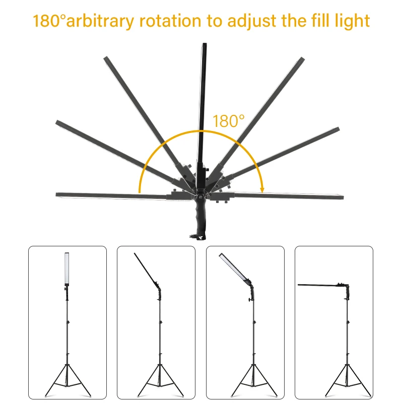 Photography Lighting Stick, LED Video Light Kit with Stand Dimmable Bi-color 3200-5500K for Live Streaming Portrait Vlog, 50W