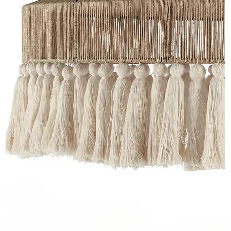 Japanese Retro Hemp Rope Tassel Pendant Lamp Creative Bedroom Restaurant Living Room Study Teahouse Chandelier Lighting Fixtures