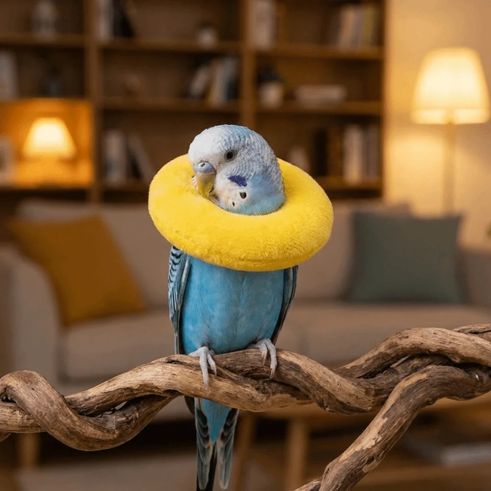 Soft Parrot Recovery Cone Breathable Anti-Bite Bird Elizabethan Collar Adjustable Comfortable Bird Protective Collar Grooming