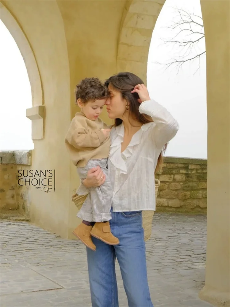 

Susan Don White Long Sve Lace irt V Ne Women's Top Cotton Breathable Commute Sle Regular Fit Pure Color Button Plaet