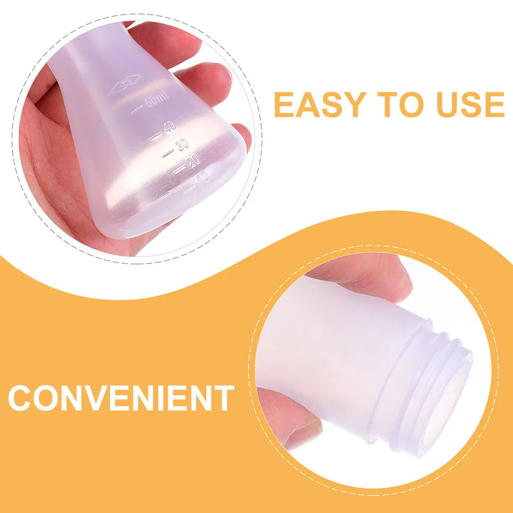 6 قطعة 50 مللي قارورة بلاستيكية مع غطاء زجاجة مختبر مخروطية لتجربة العلوم الكيمياء البحوث قاعدة صلبة #6