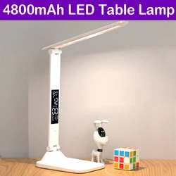 Foldable LED Table Lamp Reading Eye Protection 3 Color Stepless Dimmable Time Date Temperature USB Charge Touch LED Night Light