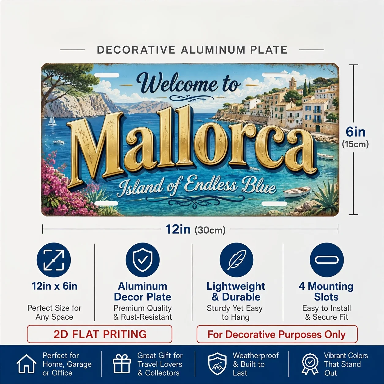 2D Flat, [2D Flat] 2D Flat, 1pc, Majorca-themed Vintage Sign, for Decorative Use Only, Home Decor, Birthday Gift, Vintage Wall A