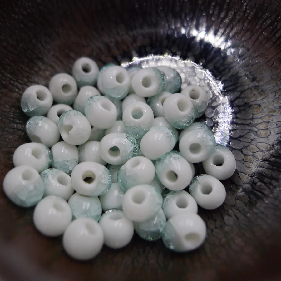 6# 100pcs Jingdezhen Ceramic Beads  Oblate  Yoga Procelain Bead For Jewelry Making 6mm  Beads #A513A
