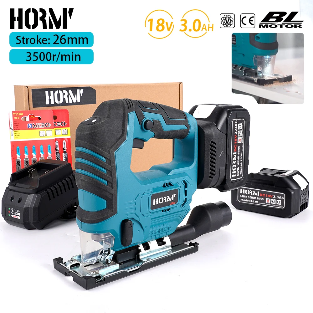 Brushless Electric Jig Saw Cordless Portable Multi-Function Adjustable Speed DIY Woodworking Power Tool For Makita 18V Battery