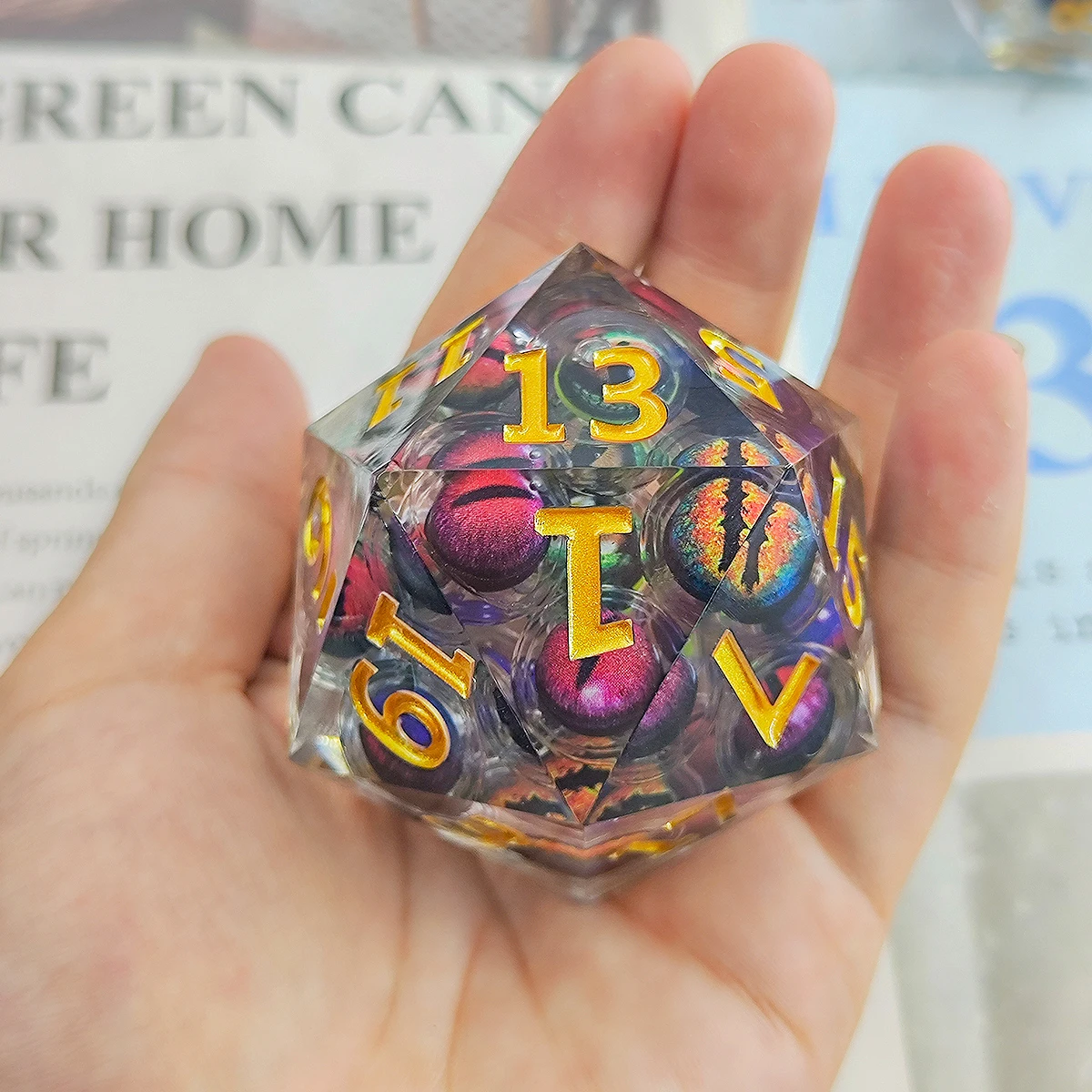 

55 мм D20 Dagon Ball Dice игральные кости DND глазный шар игральные кости для Хэллоуина D20 игральные кости 55 мм большой размер жидкий глазный шар Подземелья и Драконы игральные кости