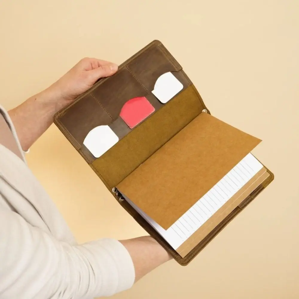 Leather Refillable Notebook Organizer A5 Portable Vintage Journal Cover Multifunctional Compact Document Organizer