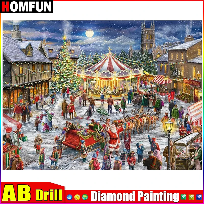 HOMFUN AB 5D Diamond Painting Full Drill Diamond Embroidery 