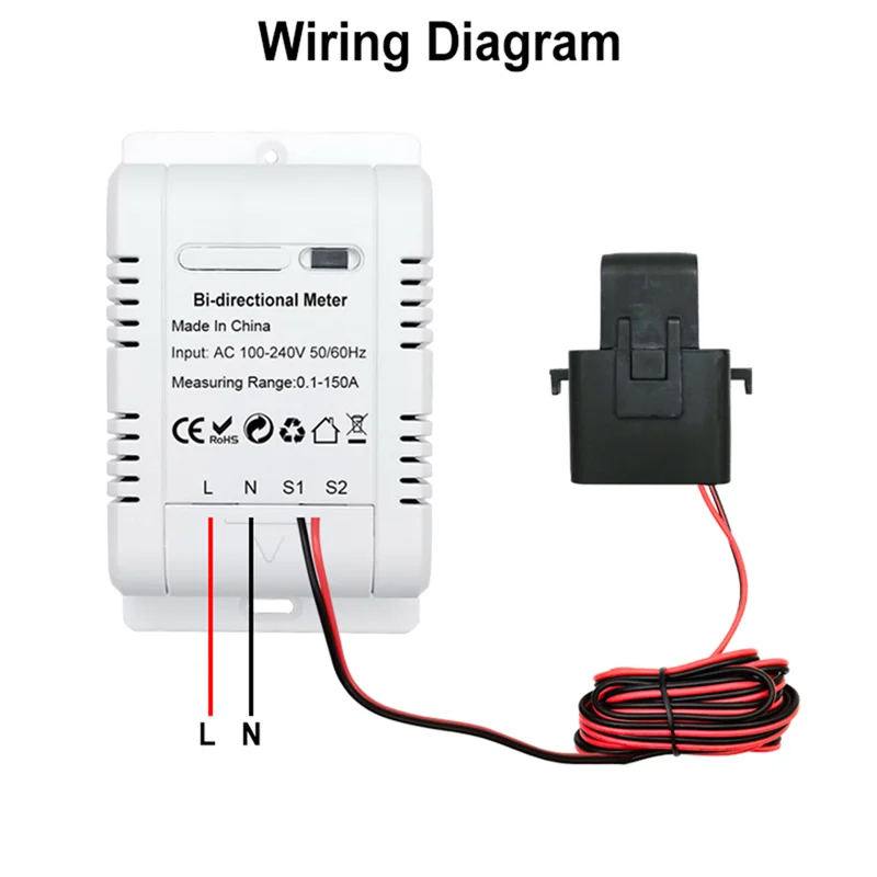 Solar PV Bidirectional Two Way ZigBee Energy Meter with Clamp Current Sensor Tuya KWh Monitor Automation 110V 240VAC