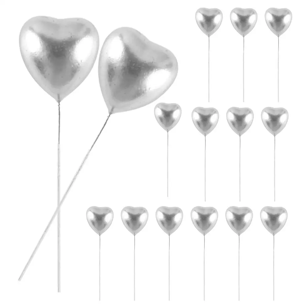 

50pcs Heart Shaped Cake Decorations Golden Plastic Wedding Shower Birthday Delicate Toppers for Cupcakes
