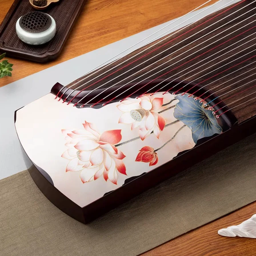 Guzheng 163cm 21 strings red Lotus Pattern Chinese string instruments