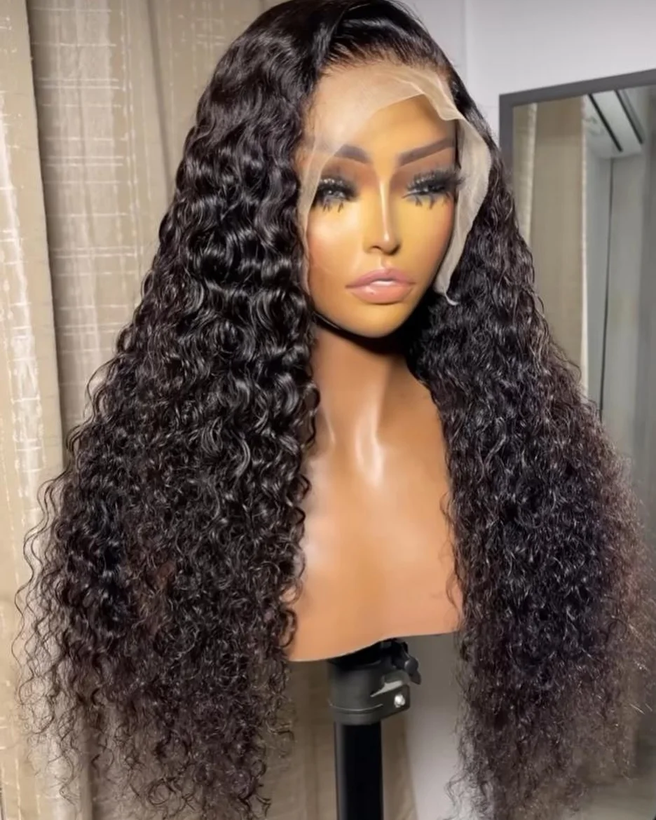 أسود اللون غريب مجعد 13X4 HD الدانتيل أمامي شعر مستعار اصطناعي للنساء قبل قطعها مع شعر الطفل تأثيري اليومية سحب الملكة