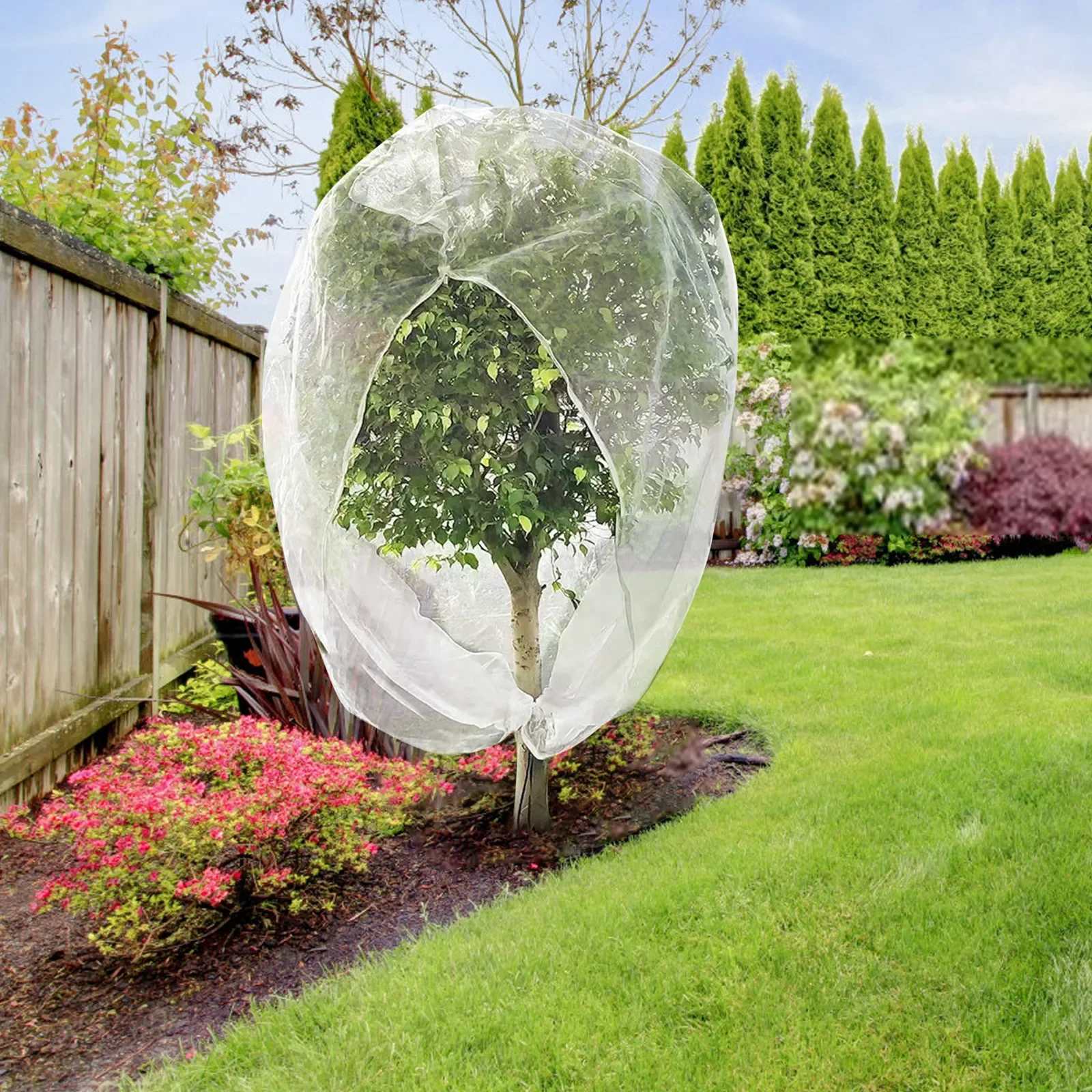 

1PCS Large Fruits Tree Garden Netting Cover with Zipper Drawstring Garden Insect Netting Transparent Bird Plant Barrier Screen