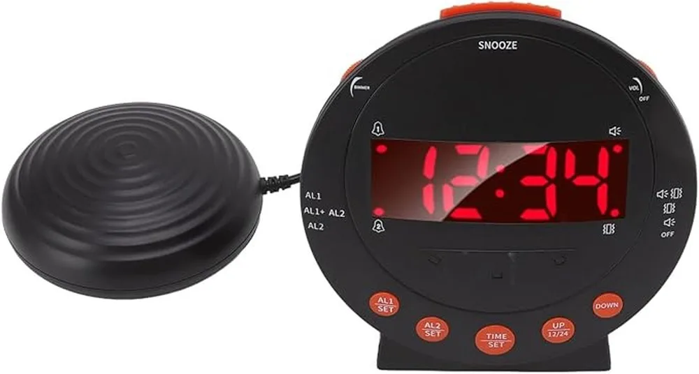 Bed Shaker Alarm Clock With Powerful Shaker Function Ensures Will Be Awake On Time