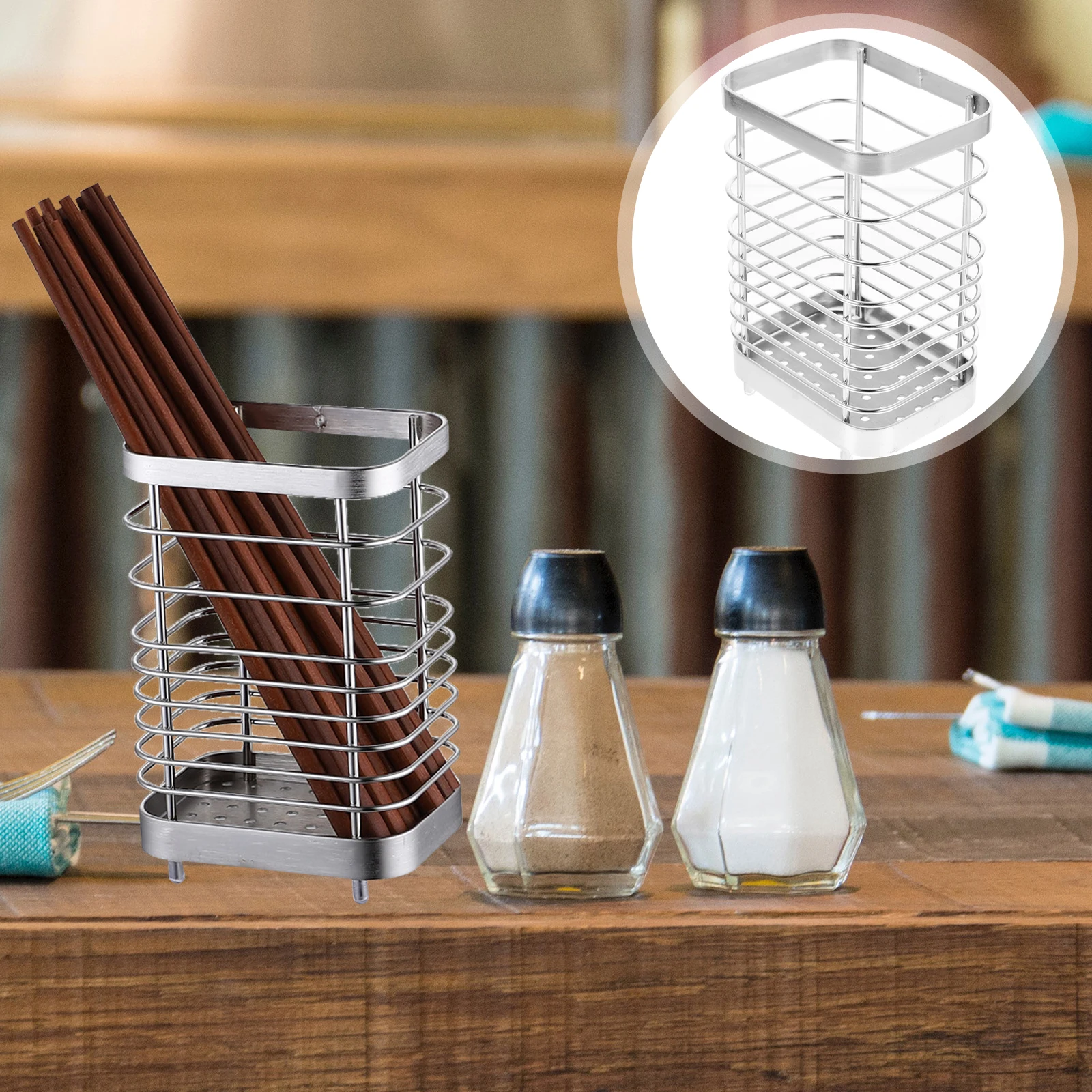 

Stainless Steel Chopstick Holder Large Size Kitchen Utensil ganizer Silverware Draining Rack Cutlery Storage Box