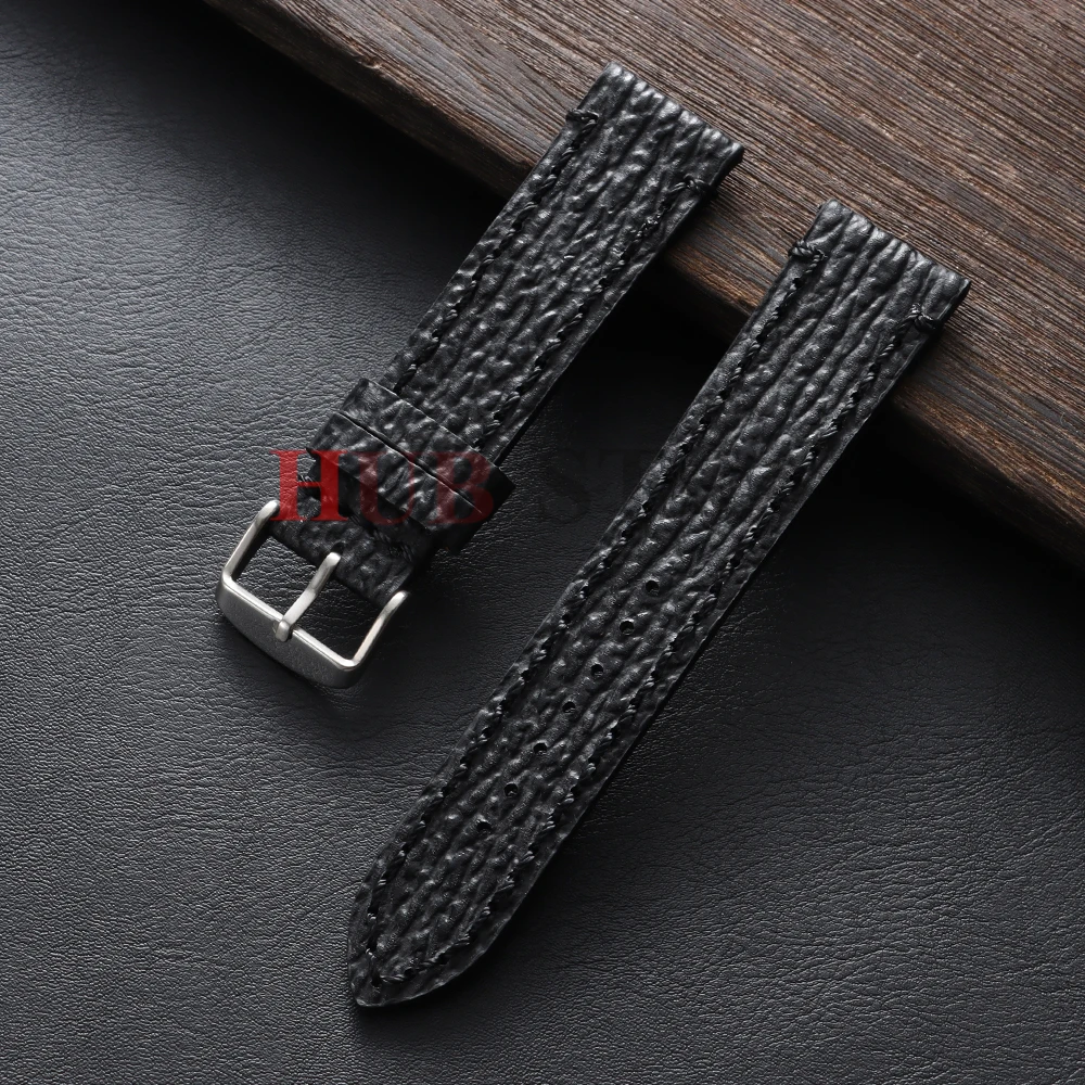 18/19/20/21/22/23/24mm Geprägtes Schlangen- und Haifischhautmuster Handgefertigtes Leder-Uhrenarmband Vintage Rindsleder Herren-Armband – Detail 15