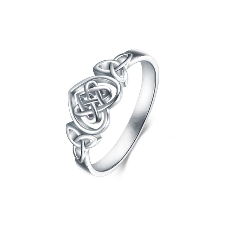 ZHOUYANG Rings For Women Lady Classic Hollow Out Love Heart Celtic Knot Silver Color Wedding Party Gifts Fashion Jewelry KAR397