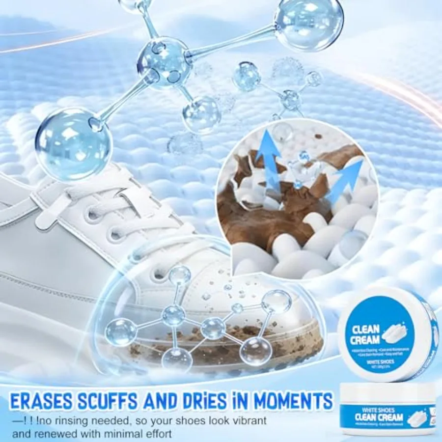 2Pcs White Shoe Cleaner Cream, Multipurpose No-Wash Solid Cleaning Paste with Sponge, White Shoe Cleaning Cream for Leather Sne - view 4