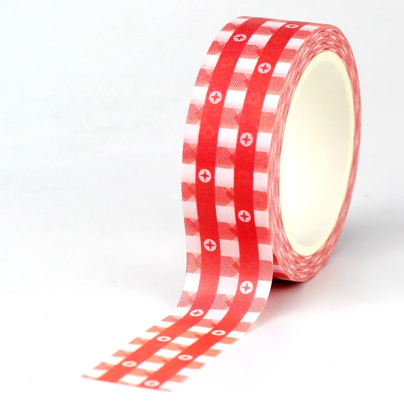 

2023 NEW 1PC 10M Decorative Pink Red Grid Washitape for Scrapbooking Journal Adhesive Masking Tape Kawaii Papeleria