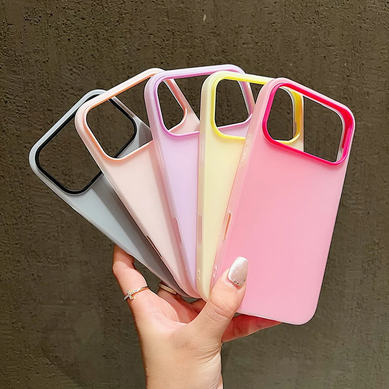 Luxury Candy Color Clear Matte Phone Case For iPhone 17 16 15 14 13 12 11 Pro Max Plus 17 Air Shockproof Bumper Soft Jelly Cover - náhled 6
