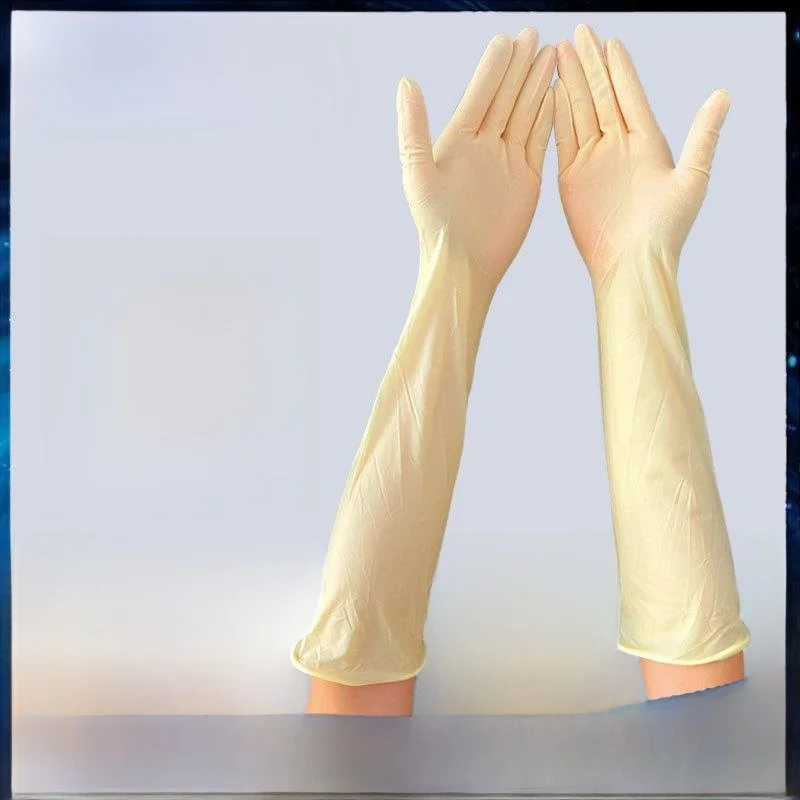 

16-Inch Extra Thick Disposable Latex Gloves Anti-Slip Oil Resistant Acid-Base Resistant Laboratory Industrial Gloves
