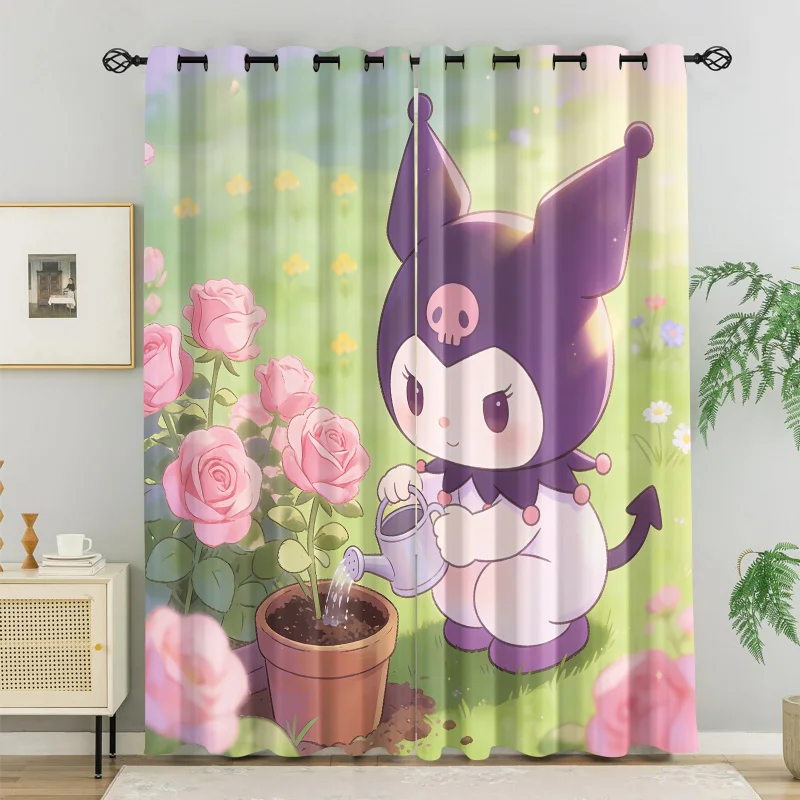 

2 шт. радужных штор Sanrio Kuromi для спальни, милые мультяшные светонепроницаемые занавески для декора детской комнаты