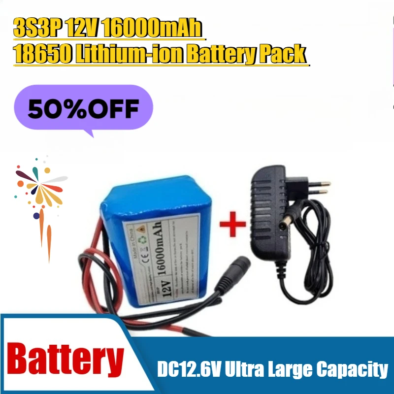 

3S3P 12V 16000mAh 18650 Lithium-ion Battery Pack DC12.6V Ultra Large Capacity