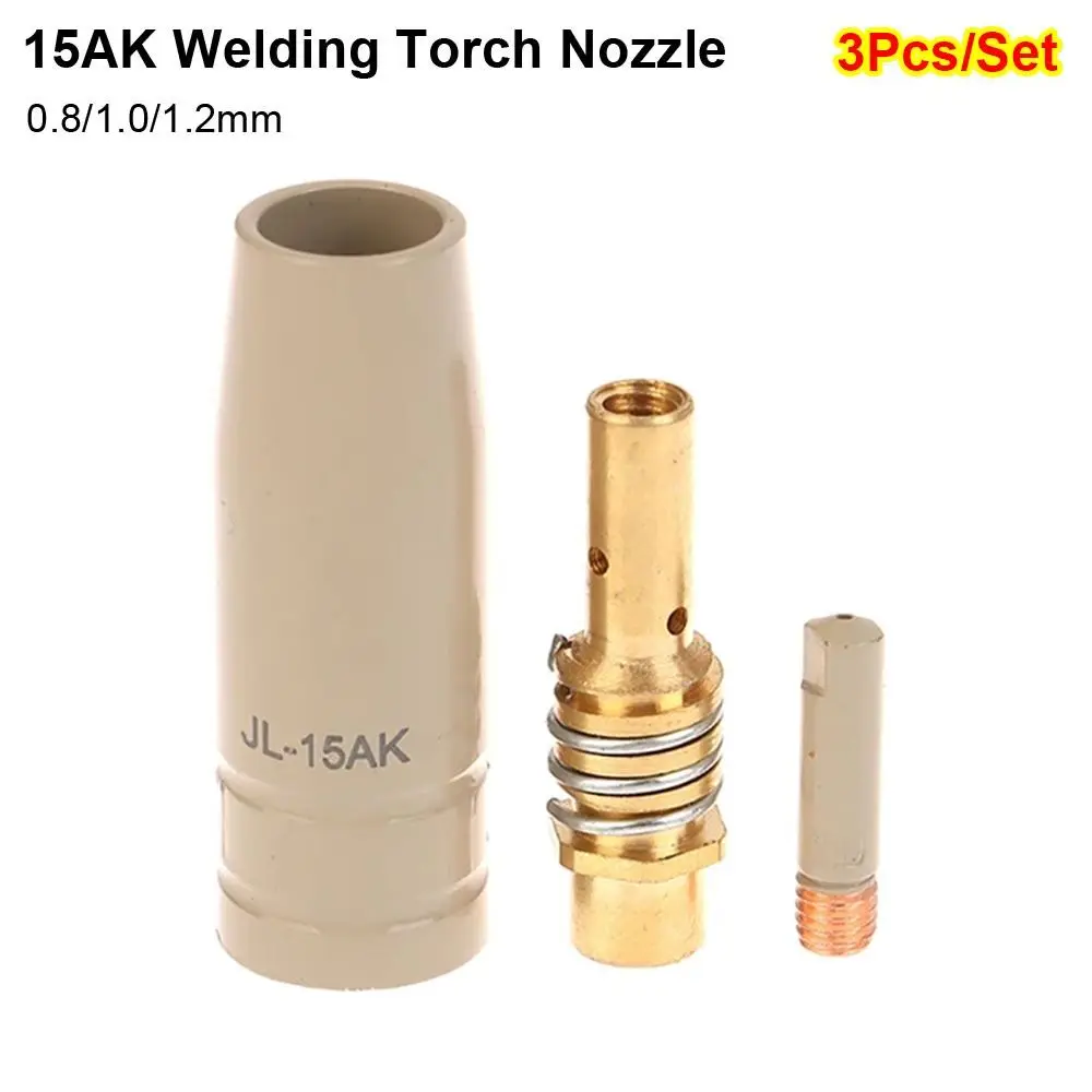 3Pcs/Set 0.8/1.0/1.2mm 15AK Welding Torch Nozzle Aviation Aluminum New Coating MIG Torch Nozzle Tip Protection