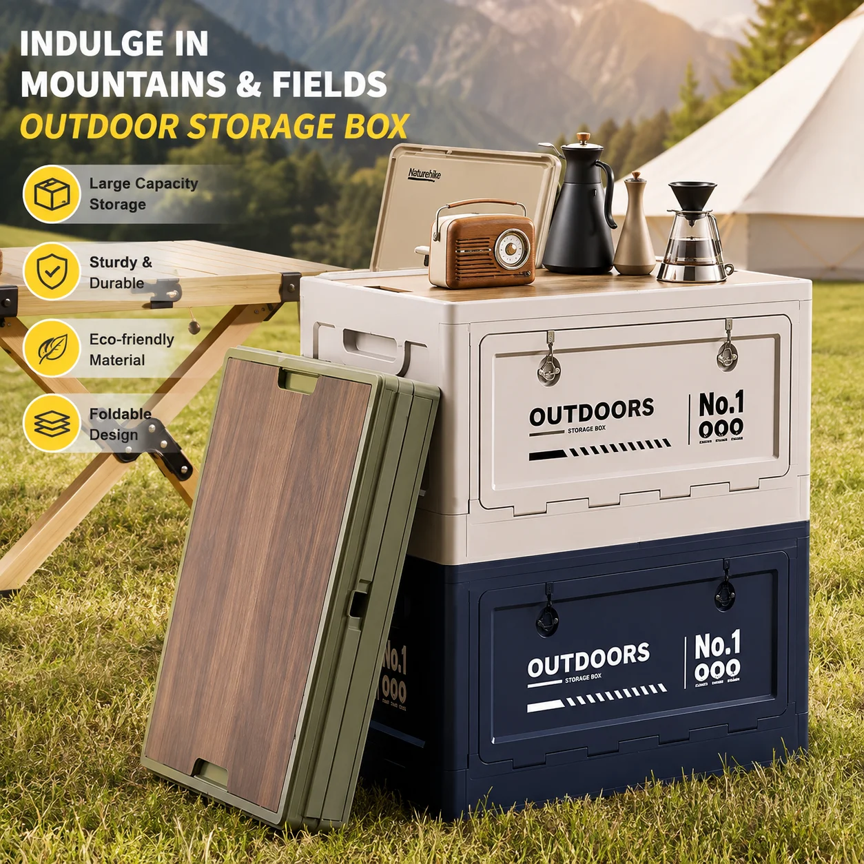 Camping Cooking Basket - Outdoor Camping Storage Box Car Trunk