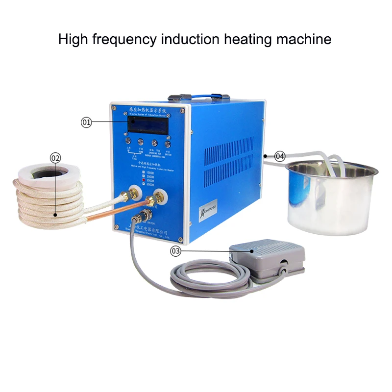 3KW Induction Heater Induction Heating Machine 220V Metal Smelting Furnace High Frequency Welding Metal Quenching Equipment