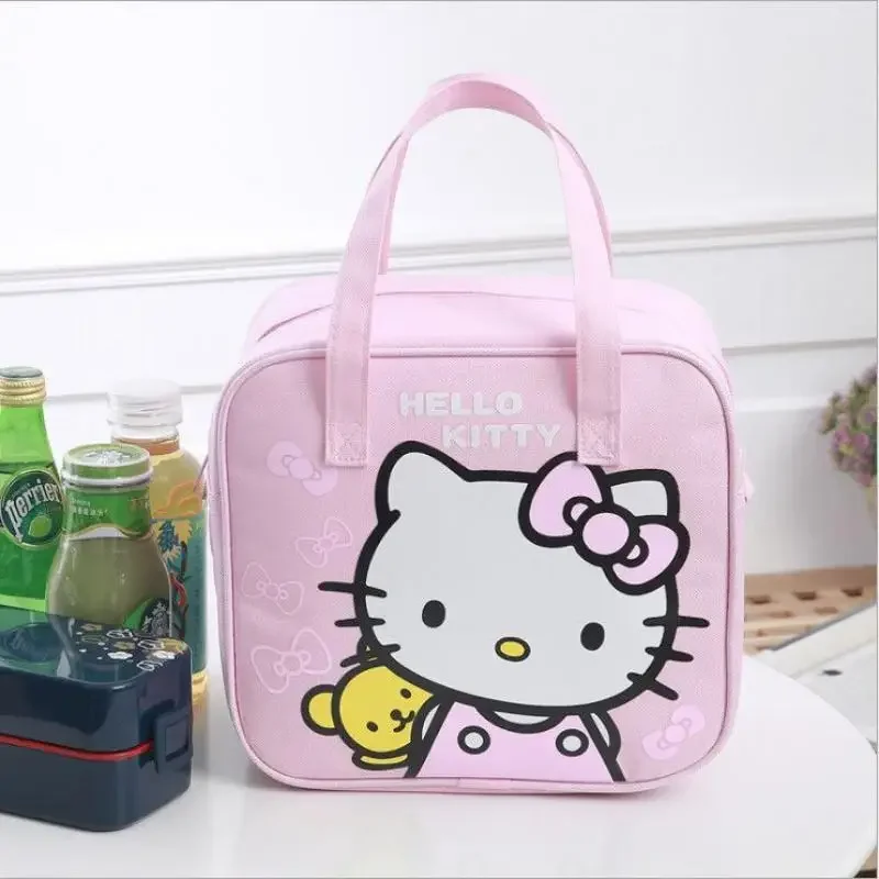 2023 Sanrio Hello Kitty Lunch Bag bambini Picnic grande capacità Kawaii Thermal posate Storage sacchetto cosmetico ragazze studente regalo