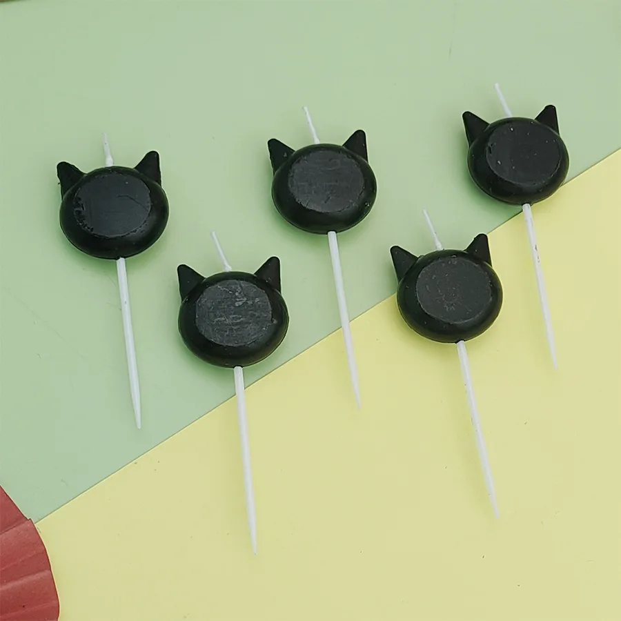 5pcs Creative Cartoon Happy Halloween Cake Decoration Candles Black Cat  Cake Toppers Candles for Halloween Party Decoration