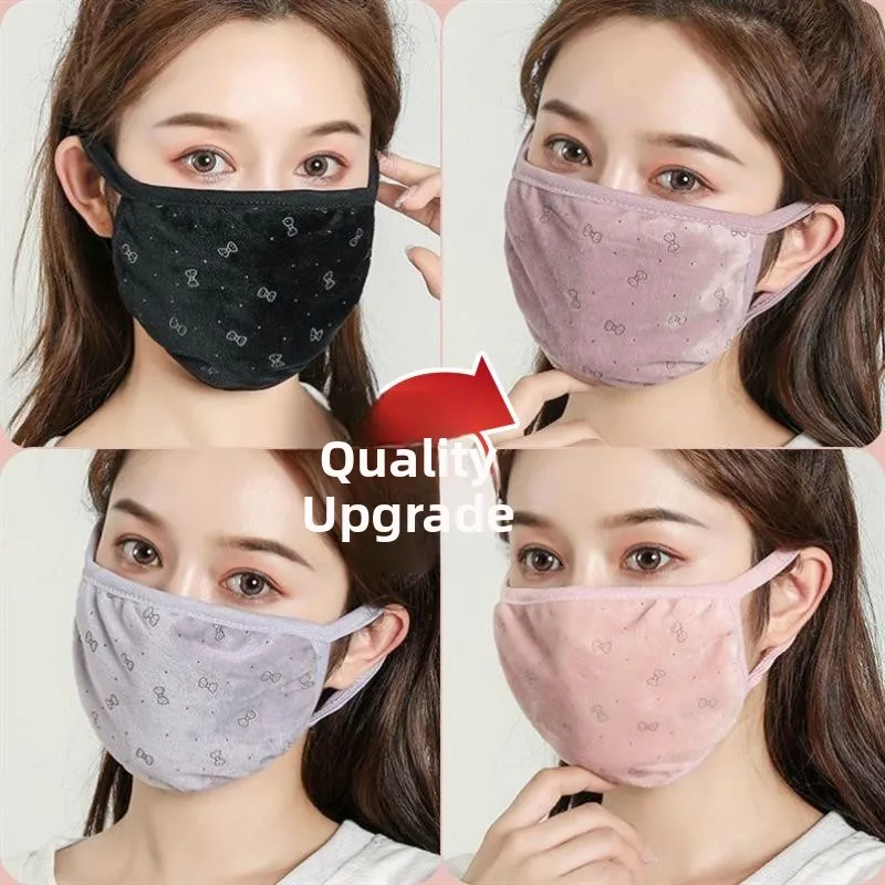 

Thiened Cotton Mask Women's Autumn Winter Faion Waable Breathable Warm Dustproof Fluorescent Color Medical Protective Mask