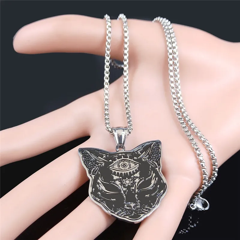 Witchcraft Eyes Cat Stainless Steel Necklace Mysterious Divination Baphomet Occult Necklace Jewelry cadena N4080S02 - Image 5