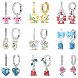 Women's 925 Sterling Silver Rainbow Dopamine Color Matching Style Sweet Girl Earrings Fit For Engagement Party Exquisite Jewelry