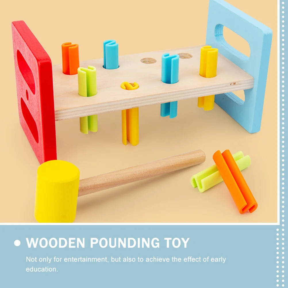 1 Set Kids Wooden Hammering Plaything For Early Education Hand-Eye Coordination Development Pounding Game Beating Fun