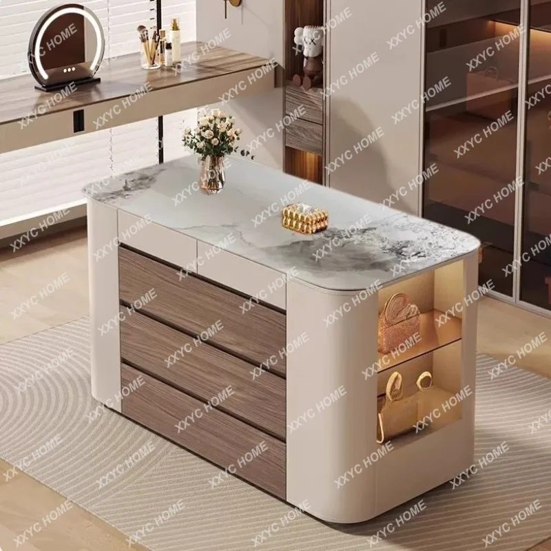 XXMinimal Jewelry Island Counter, Floor Display Cabinet for Walk-in Closet & Master Bedroom, Jewelry Handbag Storage