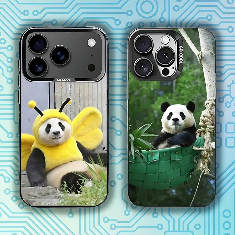 

F-Fubao family Cute Panda Phone Case For iPhone 17,16,15,14,13,12,11,Pro,Max,Plus,E,Air,Mini Black Tpu Cover