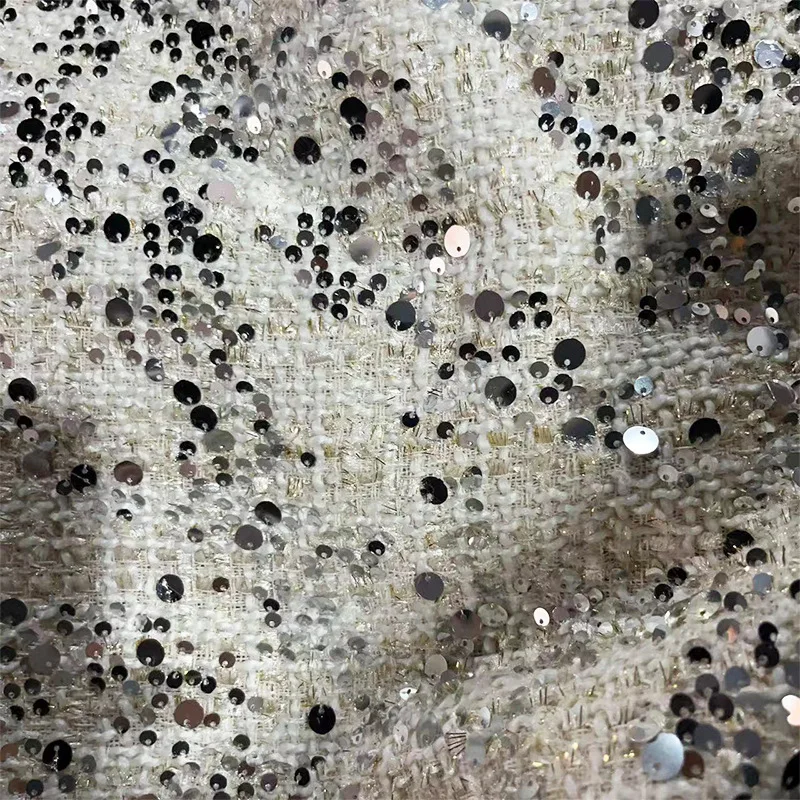 

New Tweed Sequin Sequined Embroidery Designer Fabric Fabric Cloth Fall Winter Fashion Women's Coat Bag Autumn and Winter New