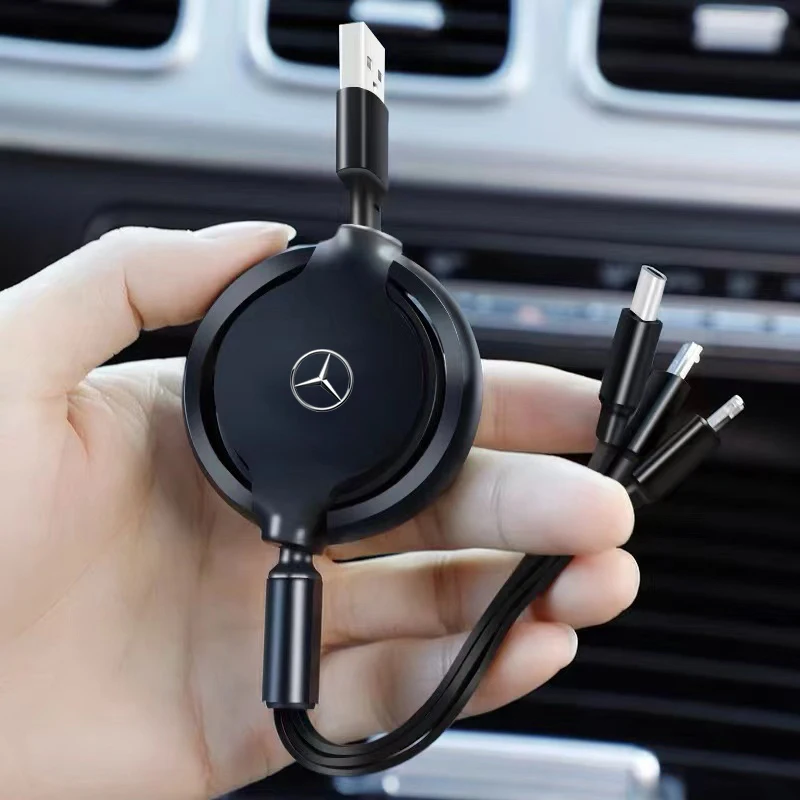 Car Interior 3 In 1 Micro USB Type C Fast Charging Cable For Mercedes Benz AMG W204 W205 W206 W211 W212 W213 W210 W169 C300 C218