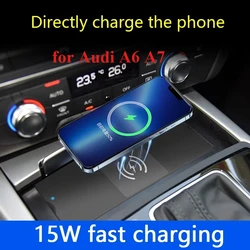 For Audi A6 C7 A7 S6 RS6 S7 RS7 Car Wireless Charger 15W Fast Charging Wireless Charging Card Slot Charging Board Tools
