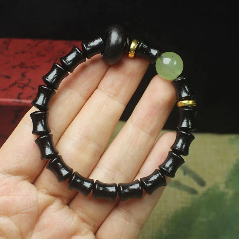 Batch Ebony Black Rosewood Rosewood Bamboo Joint Guajacwood Luminous Eternal Night Flexible Ring Bracelet Buddha Beads