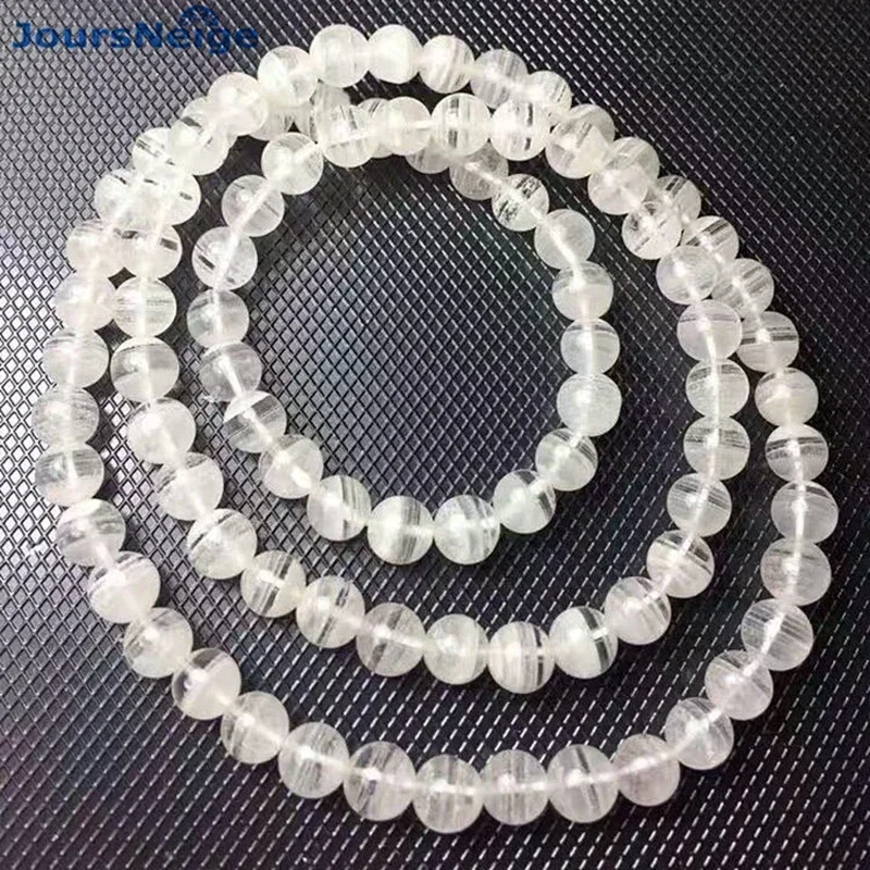 Wholesale White Natural Ghost Crystal Bracelets 6mm Bead Necklace Lucky for Women Men Fresh Crystal Bracelet Multilayer Jewelry