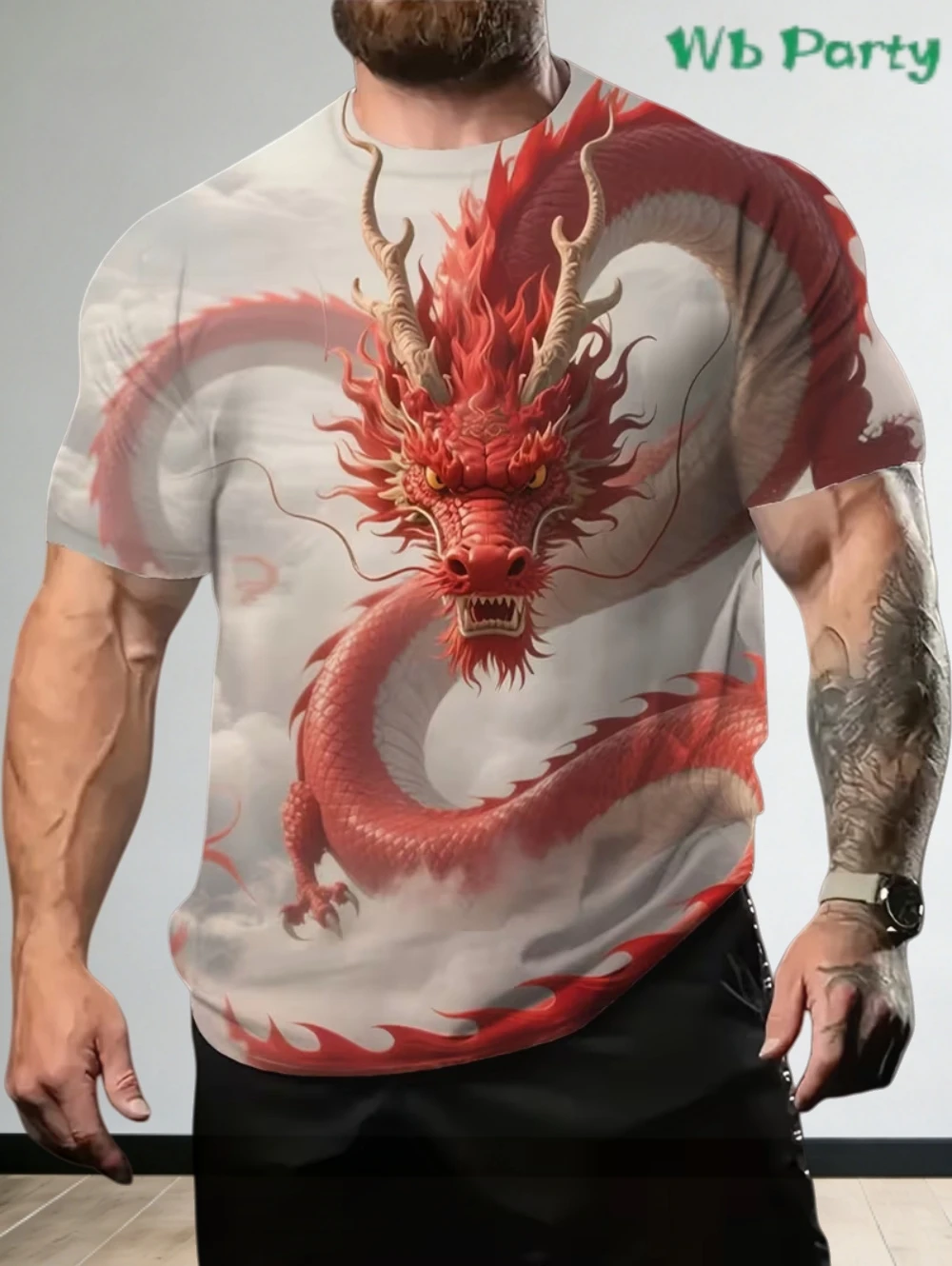 

Мужская футболка с 3D принтом дракона, летняя винтажная повседневная футболка с круглым вырезом и короткими рукавами, крутые рубашки с драконом, графический топ Y2k, мужская одежда