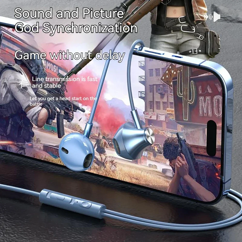 サラウンドインイヤー有線ヘッドフォン HiFi 音楽インナーイヤー型ハンズフリーイヤホン Type-C と 3.5 ミリメートルマイク付き iPhone Samsung Xiaomi 電話用