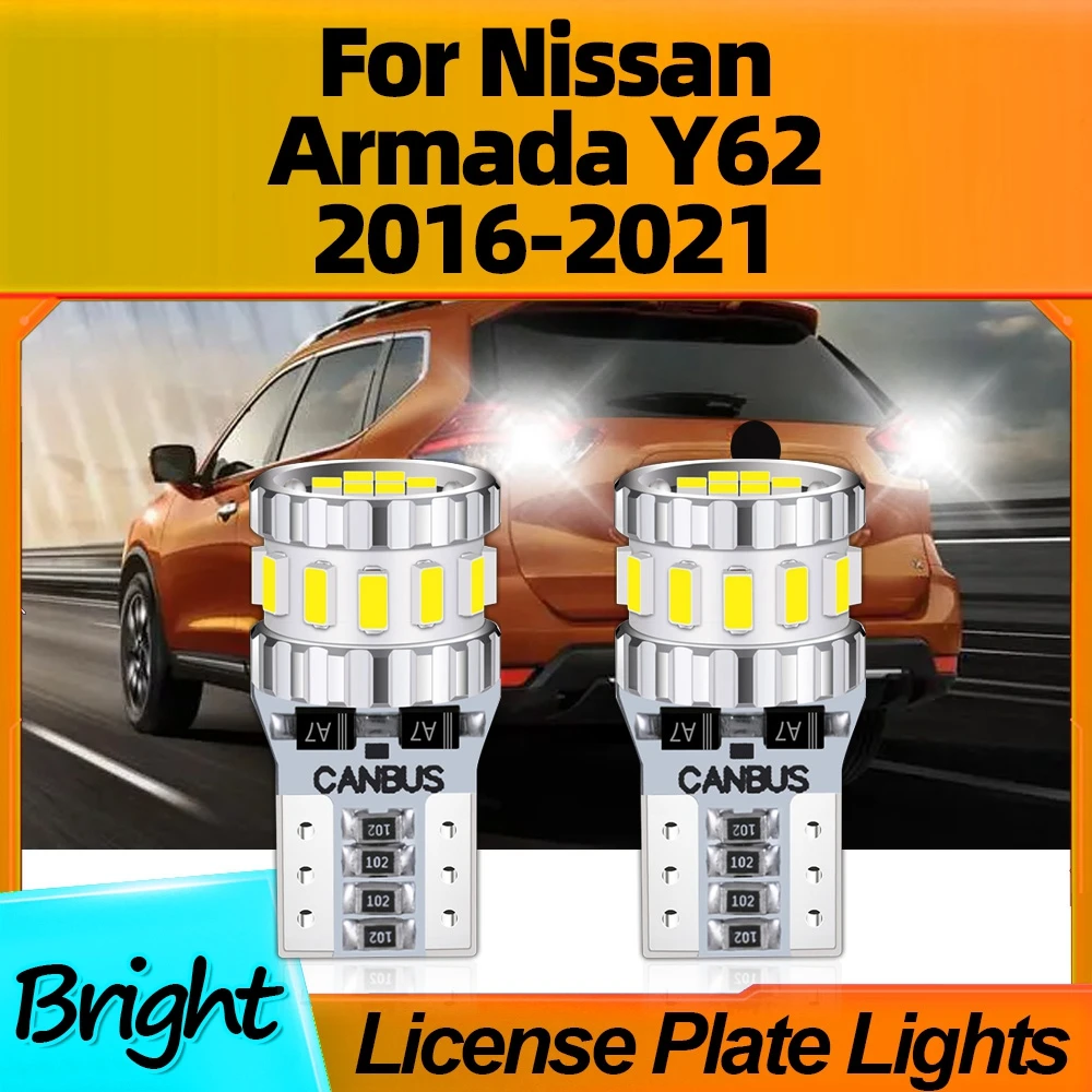 

2Pcs T10 High Bright LED License Plate Lights Lamps W5W 12V Plug-N-Play For Nissan Armada Y62 2016 2017 2018 2019 2020 2021